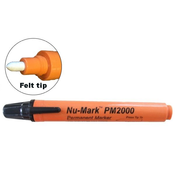 Industrial permanent marker with felt tip
